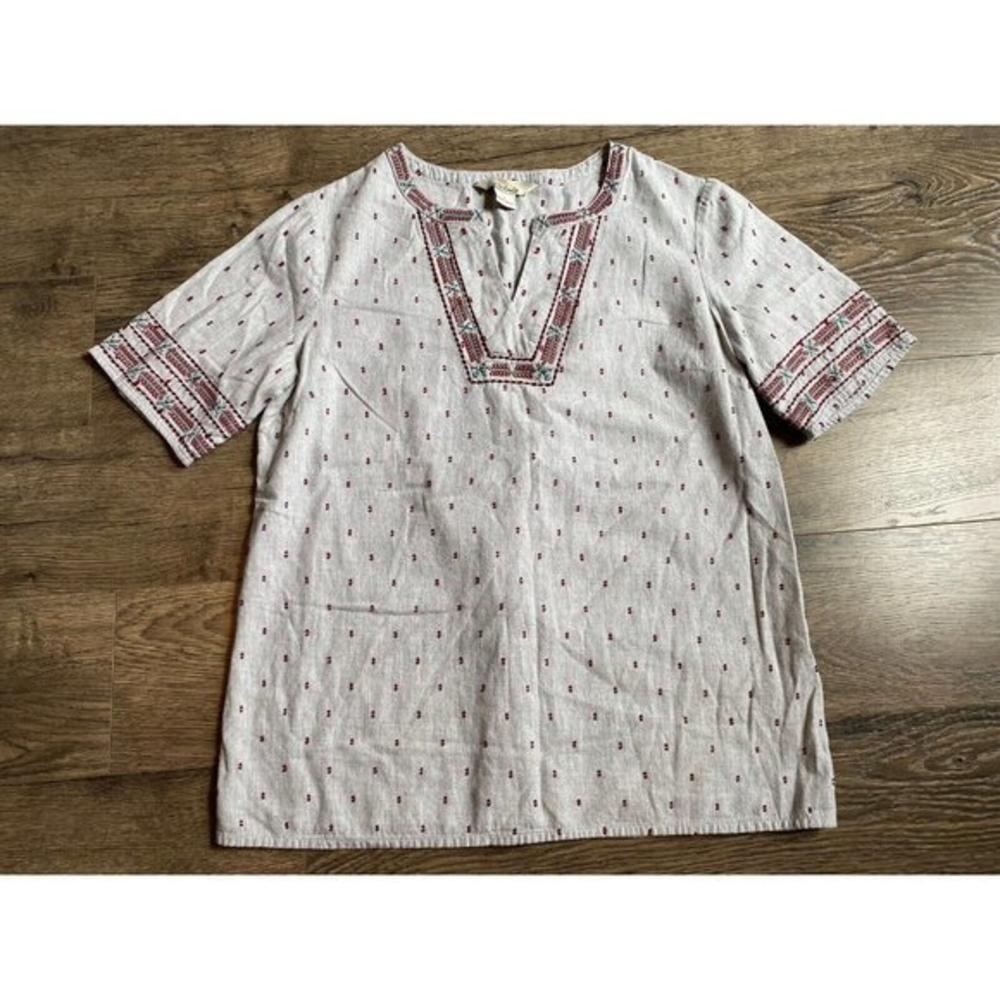 EUC Womens Bob Timberlake Short Sleeve Embroidered Blouse Size S
